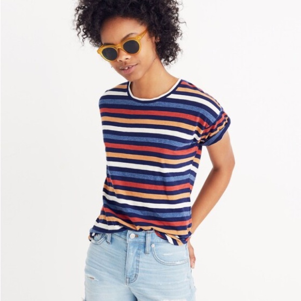 Madewell Whisper Cotton Crewneck Tee in Lennie Stripe